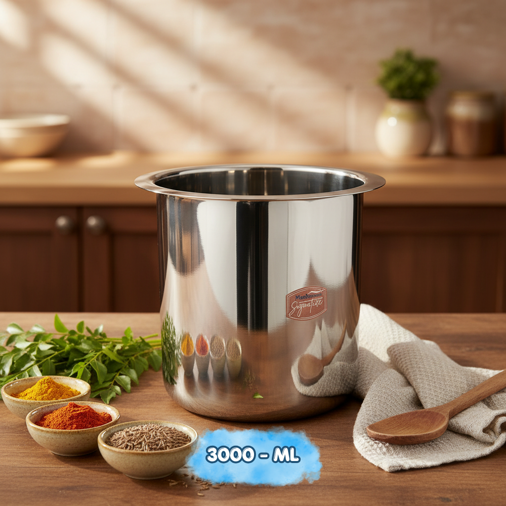 AM7590 Madhuram Signature 3000ml Stainless Steel Multipurpose Deep Boiler Container (17x15x15 cm)