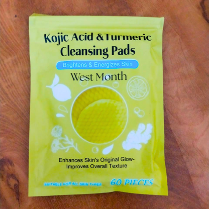 AM5417 Turmeric Kojic Acid Cleansing Pads, 60 Count Turmeric and Kojic Acid Pads, Mild and Non-irritating, Suit for All Skin Types 60 Pcs Kojic Acid Turmeric Cleansing Pads