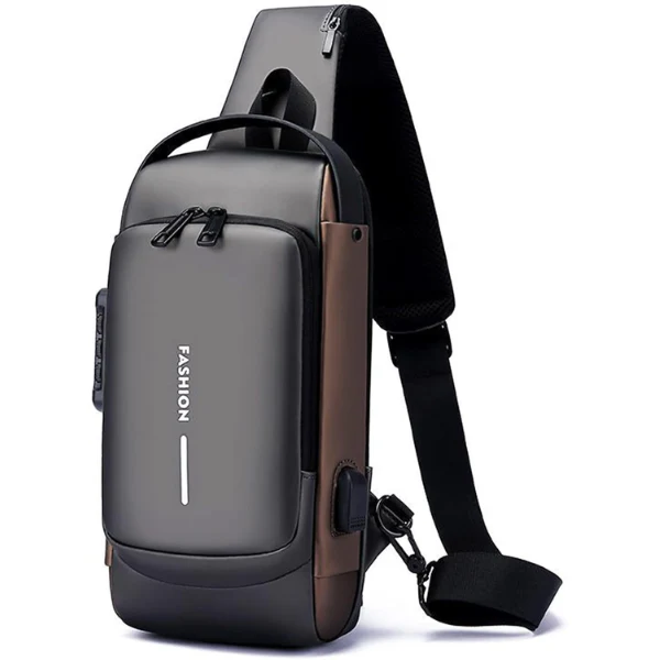 AM5415 Anti theft Crossbody Sling Bag, Waterproof Chest Daypack with USB Charging, Shoulder Backpack for Men Women
