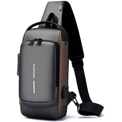 AM5415 Anti theft Crossbody Sling Bag, Waterproof Chest Daypack with USB Charging, Shoulder Backpack for Men Women