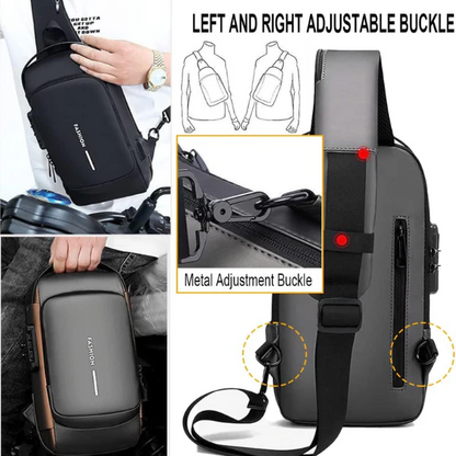 AM5415 Anti theft Crossbody Sling Bag, Waterproof Chest Daypack with USB Charging, Shoulder Backpack for Men Women