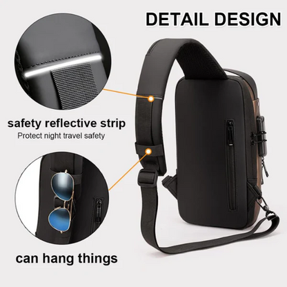 AM5415 Anti theft Crossbody Sling Bag, Waterproof Chest Daypack with USB Charging, Shoulder Backpack for Men Women