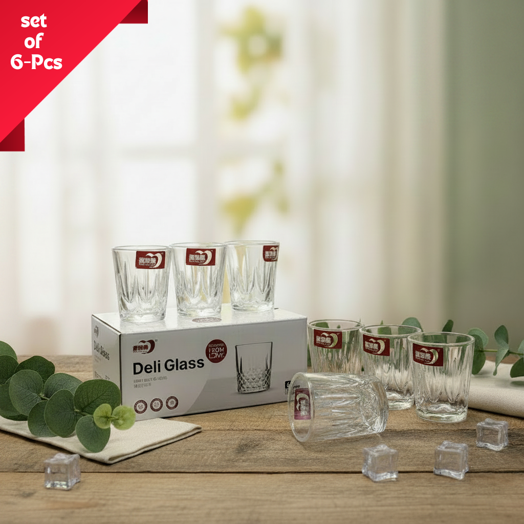 AM7743 qing ping guo crystal clear deli shot glasses set of six premium quality glassware