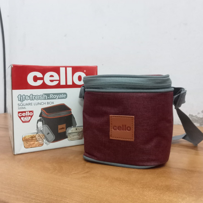 AM5445 Cello Royale Round Glass Lunch Box 320ml x 2 N with Jacket (Vr) (Pack of 2Pc)