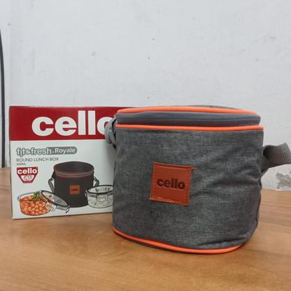 AM5447 Cello Royale Round Glass Lunch Box 400ml x 2 N with Jacket (Vr) (Pack of 2Pc)