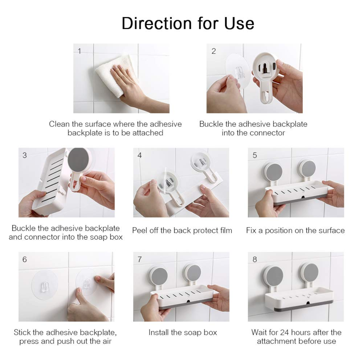 AM5479 Adhesive Soap Dish Holder with Drain- Weight Bathroom Shelf -Kitchen Holder for Soap Shampoo White-Layfoo