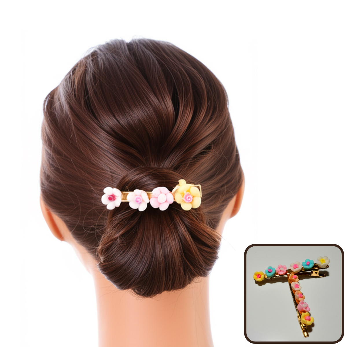AM5879 Colorful Flower Hair Clip for Girls – Pack of 1 Pair