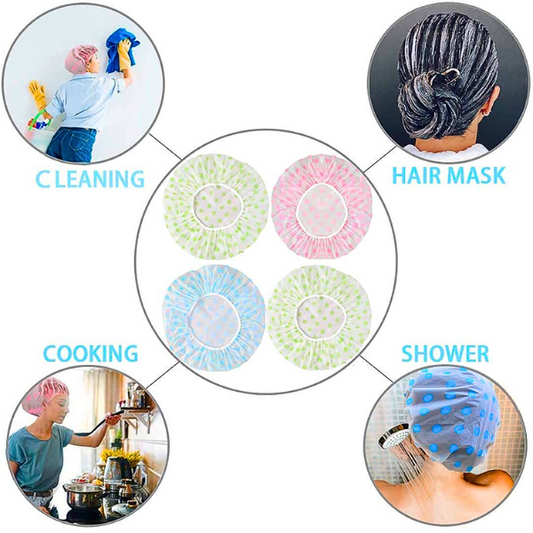 AM5300 Shower Caps for Women's, Ladies With Waterproof Elastic Band