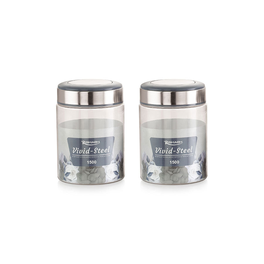 AM2634 Rishabh vivid steel 1500 Container 2 Pcs Set with spoon