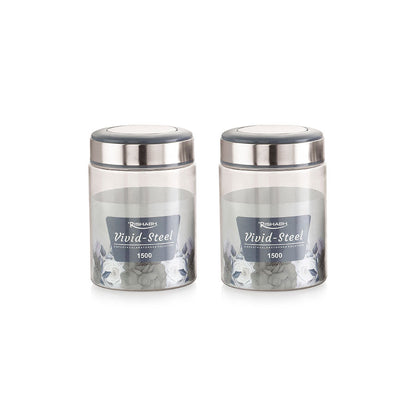 AM2634 Rishabh vivid steel 1500 Container 2 Pcs Set with spoon