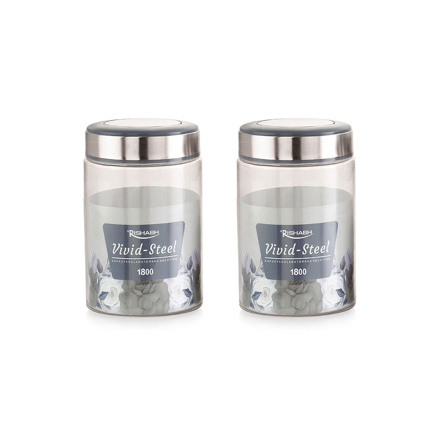 AM2635 Rishabh vivid steel 1800 Container 2 Pcs Set with spoon