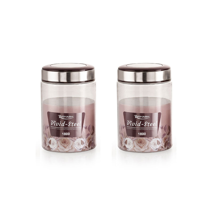 AM2635 Rishabh vivid steel 1800 Container 2 Pcs Set with spoon
