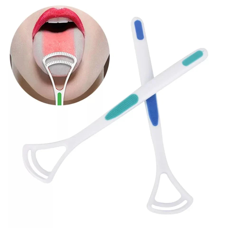 AM3661 Tongue Cleaner Double Tongue Scaper 2 Pcs Set (Multicolour)