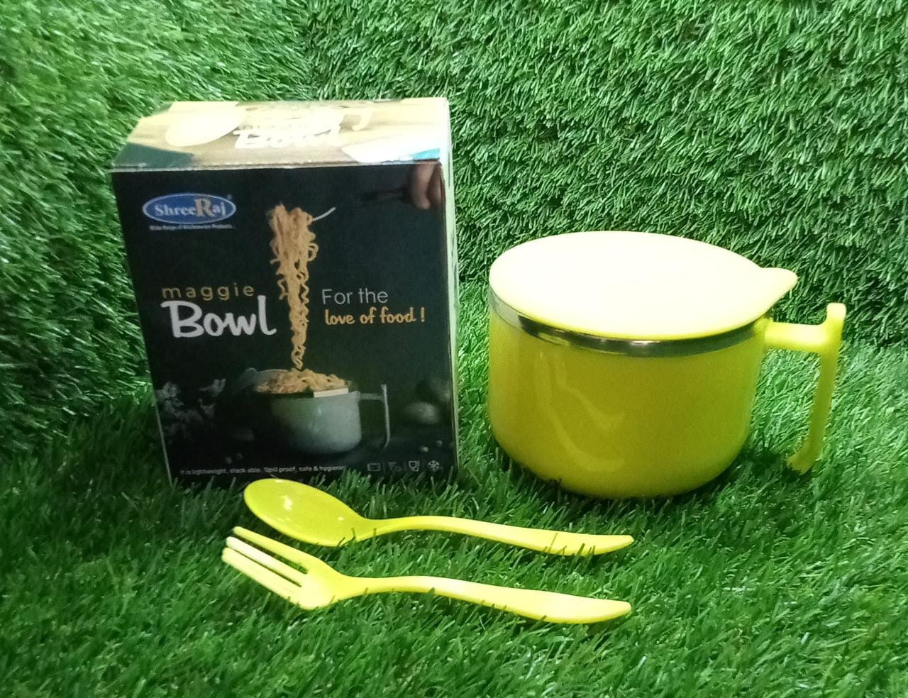 2933 Maggie Bowl with Lid and Handle, Soup Bowls for Easy Perfect Breakfast Cereals, Fruits, Ramen, Beverages,Essentials, Dishwasher Safe Double Layer DeoDap