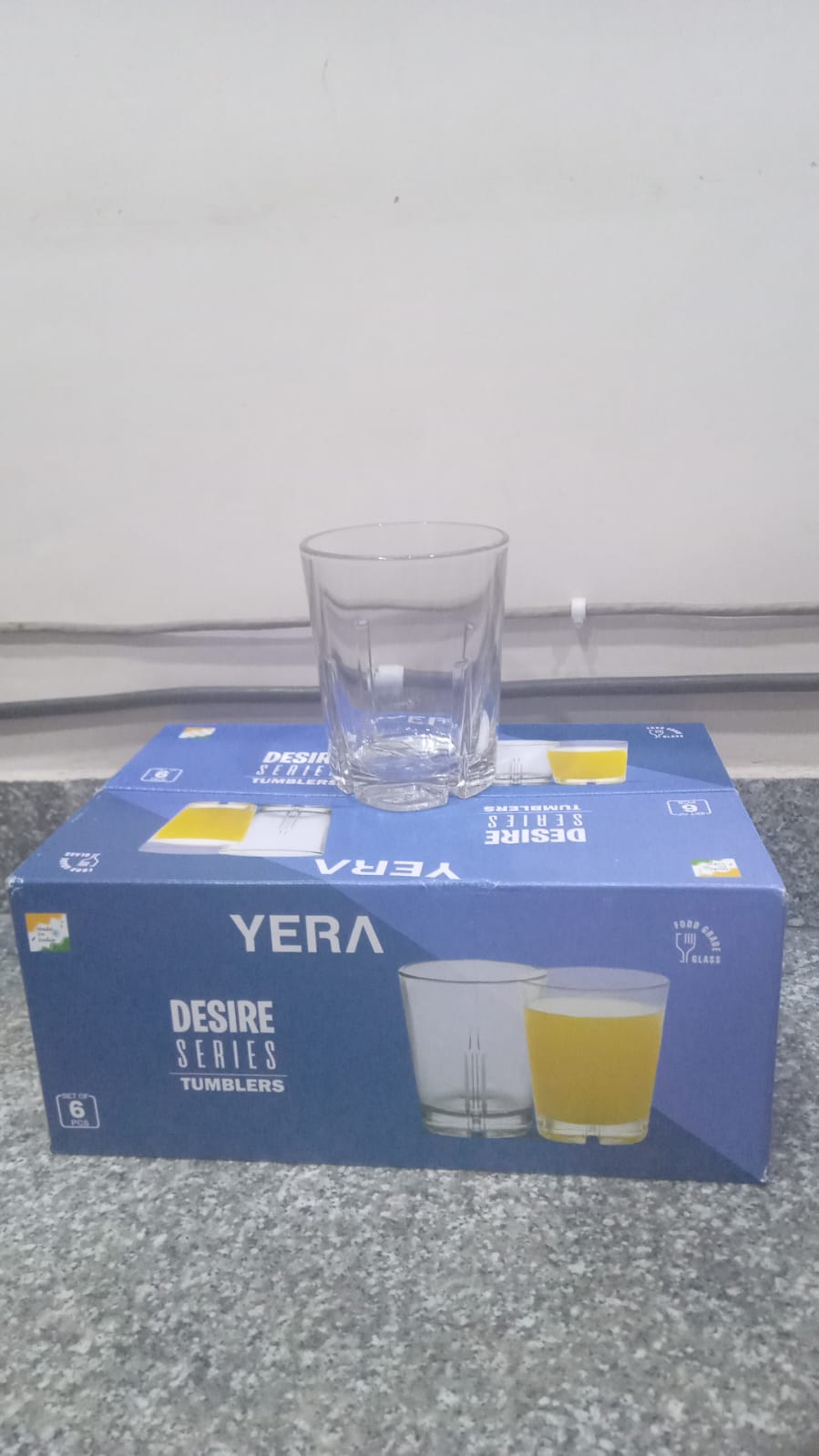 3546 Yera Glassware Classic, Juice Glass, Tumbler Set of 6 Pieces 225ml (T8RSQ)