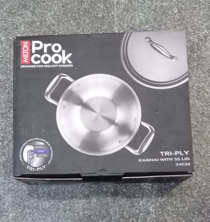 AM0974 Milton Pro Cook Triply Kadhai 24cm Designed For Healthy Cooking