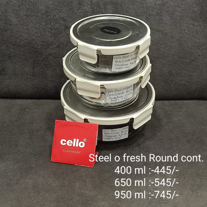 AM2031 Cello Steel-O Fresh Borosilicate Round Container 950ml