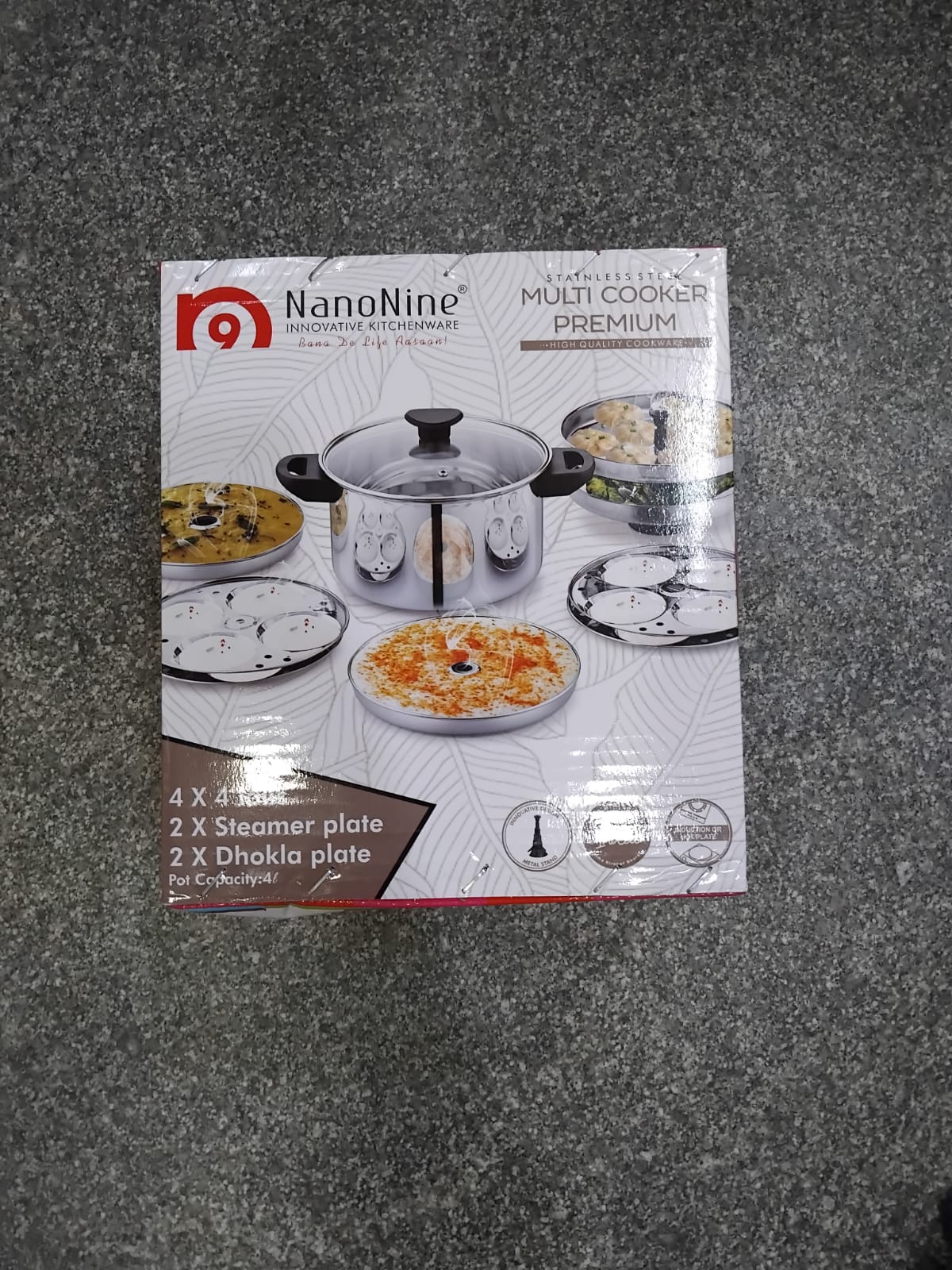 AM2232 NanoNine Stainless Steel Multi Cooker, Idli/Dhokla/Momos Maker & Steamer (16idlis,2 Patra Plates, 1 Mini Idli Plate)