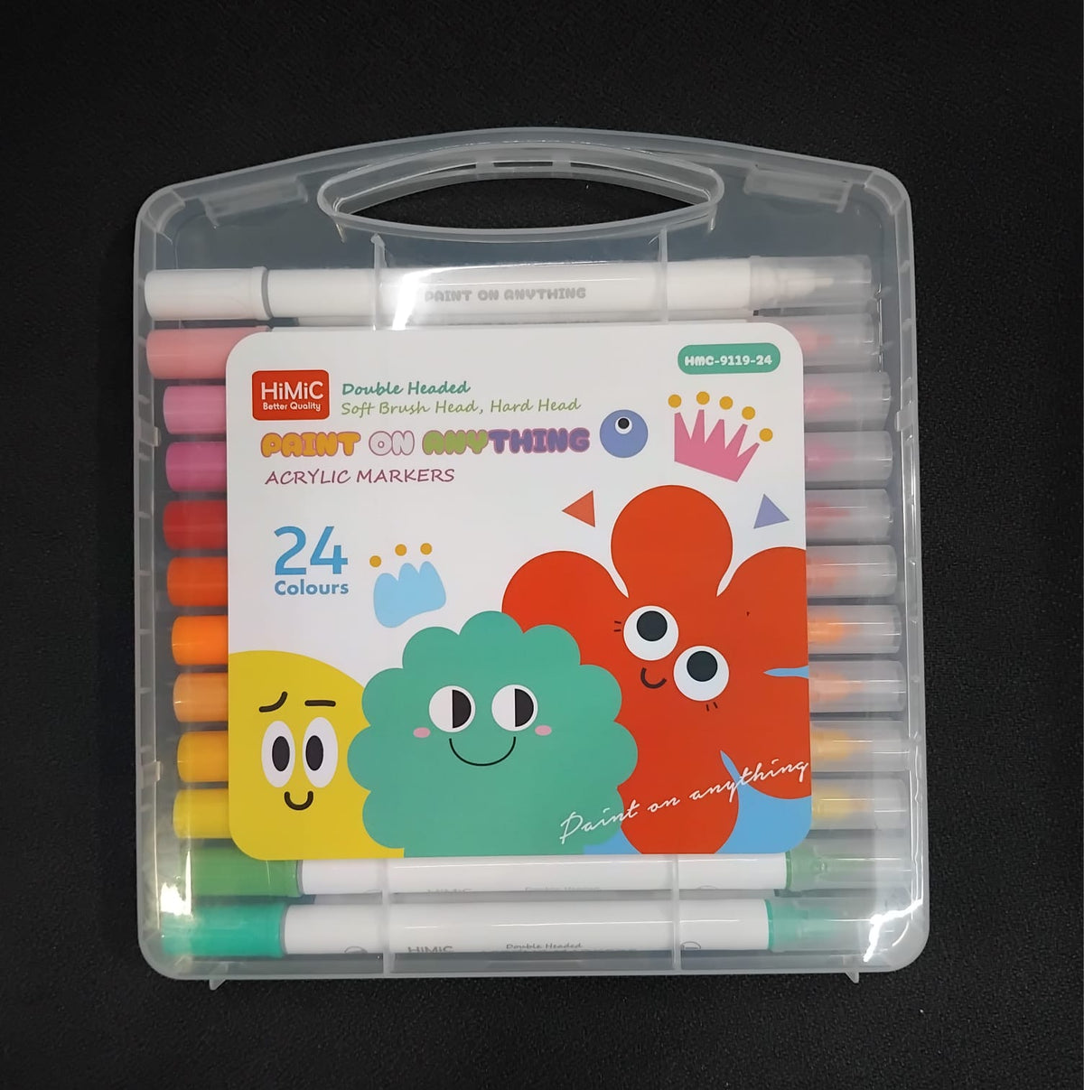 AM2450 Acrylic Markers Double Headed Soft Brush HMC-9119 24Pcs Multicolour