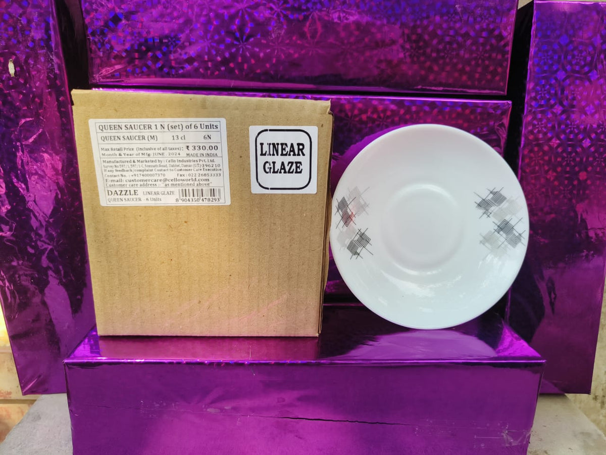 AM2537 Cello Dazzle Queen Saucer Royale Pine 13 cl Set Of 6 Pieces Mix Design