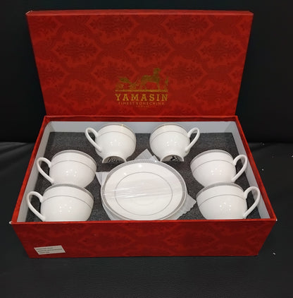AM2555 YCS3273 Premium Grey Collection Cup & Saucer  180ml ( Set Of 6 Pcs)