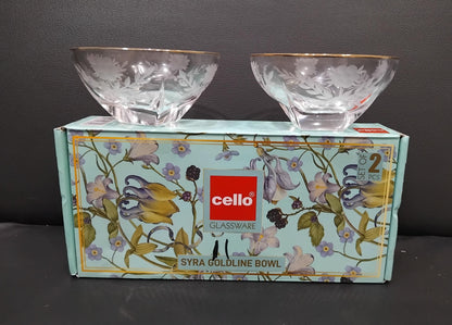 AM2575 Cello Glassware Syra Goldline Bowl Pack Of 2 Pieces