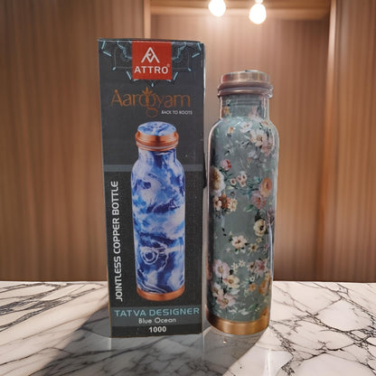 AM2673 Attro Aarogyam Tatva Copper Bottle Alice Floral ACB144 1000ml Pack Of 1 Pcs