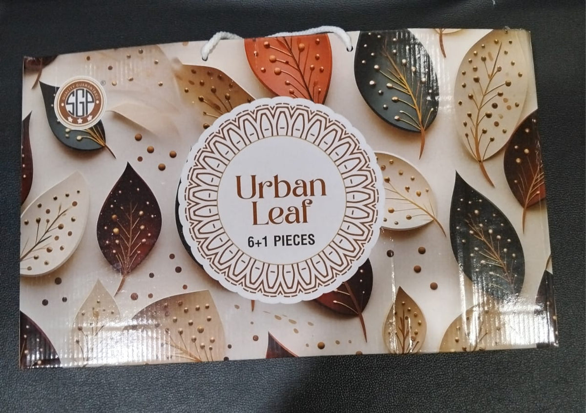 AM2772 Urban Leaf 6+1 Pieces Plastic Bowl & Ceramic Cup