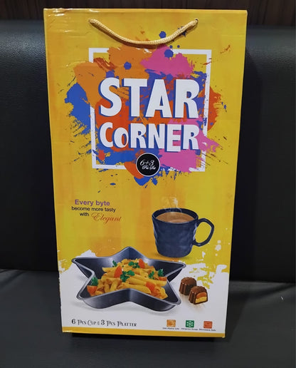 AM2773 Star Corner 6 Pieces Cup & 3 Pieces Plastic Star Platter