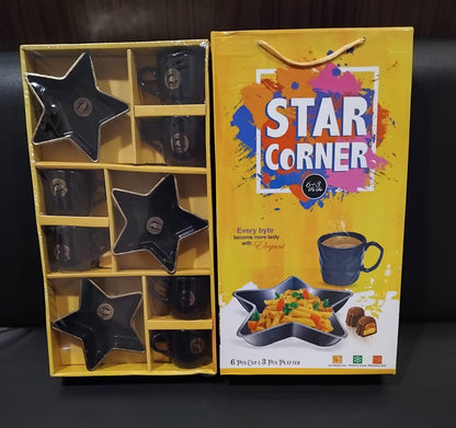 AM2773 Star Corner 6 Pieces Cup & 3 Pieces Plastic Star Platter