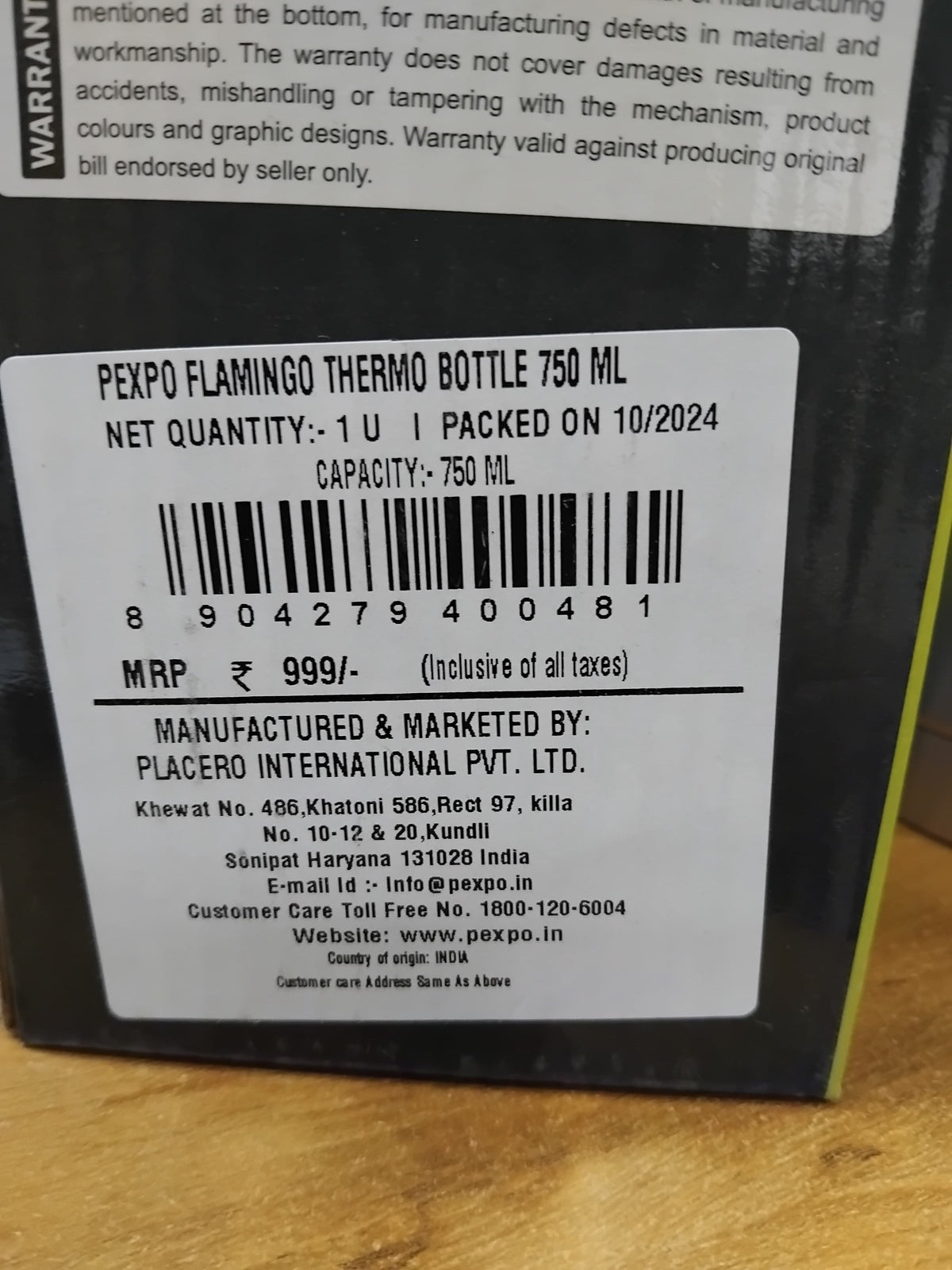AM2788 Pexpo Flamingo Thermo SS Water Bottle Vaccum Insulated 750ml