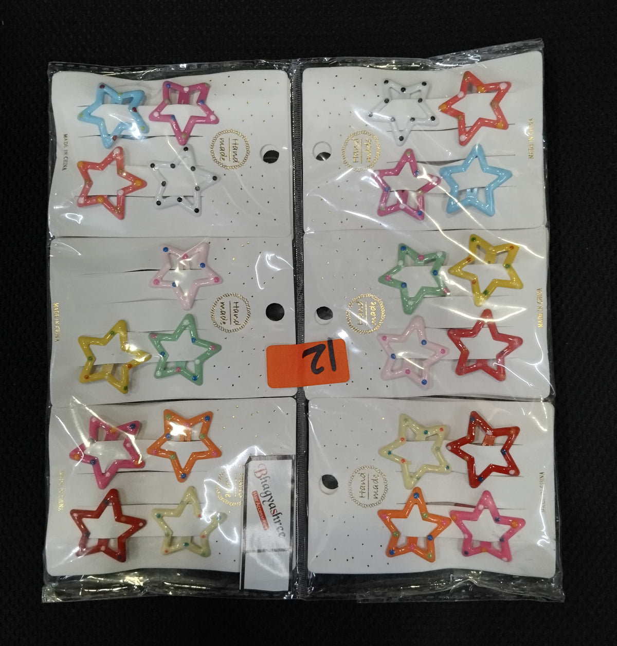 AM1220 Star Shape Hair Clip Lovely Sweet Hairpin Colorful Star Pack Of 6pcs