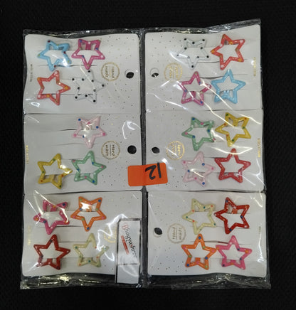 AM1220 Star Shape Hair Clip Lovely Sweet Hairpin Colorful Star Pack Of 6pcs