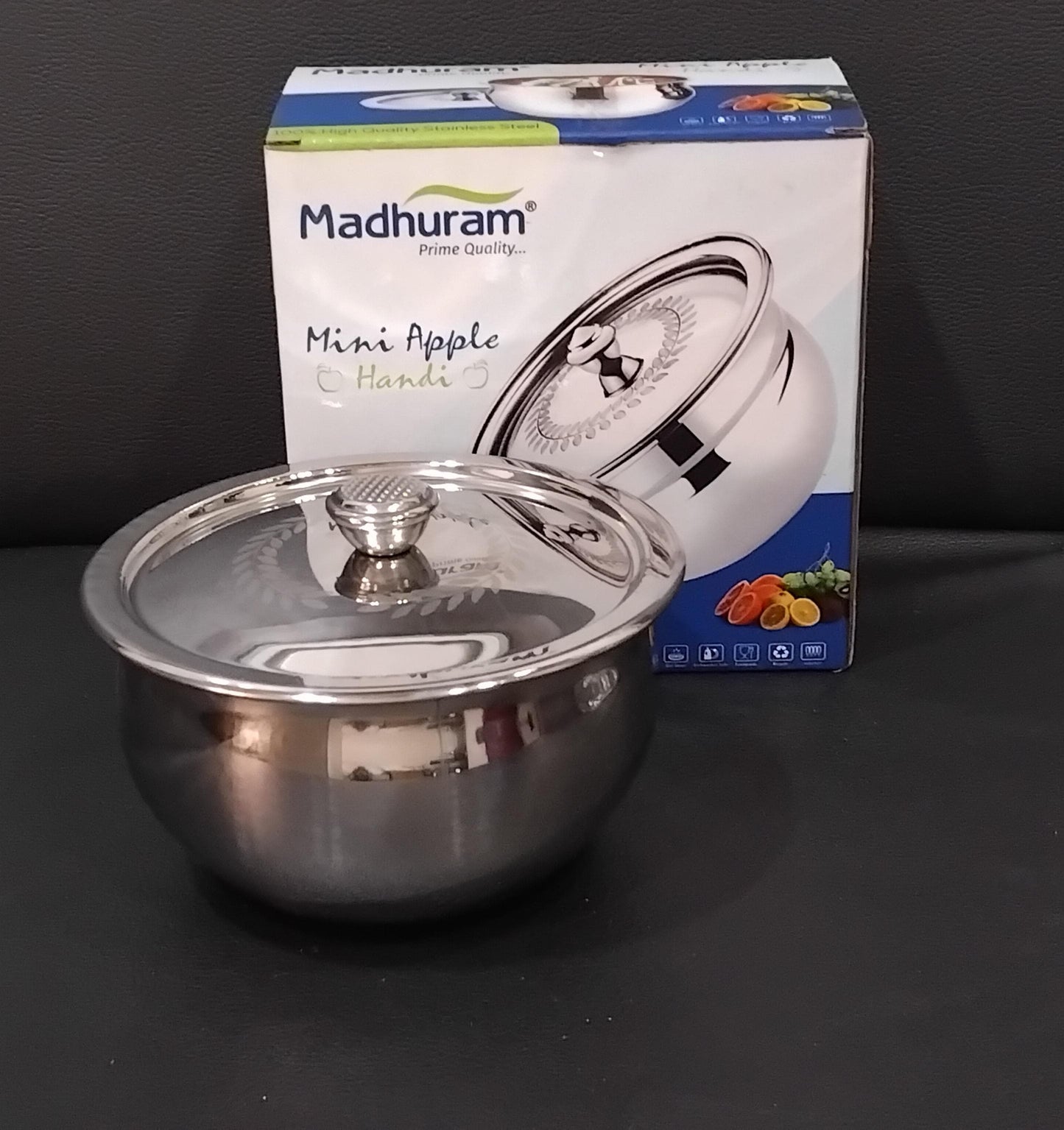 AM2949 Madhuram Prime Quality Mini Apple Handi Stainless Steel 850ml