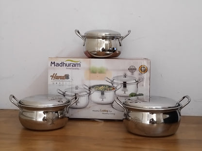 AM3114 Madhuram Prime Quality Laser Handi Stainless Steel 3 Piece