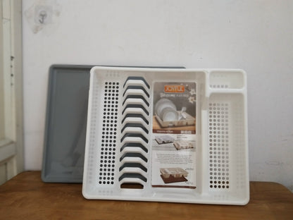 AM3279 JOYFUL Blossom Plastic Plate Rack and Dish Drainer with Drip Tray