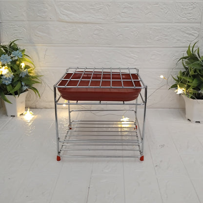AM3366 Stainless Steel Square Matka stand with tray Durable pot Stand