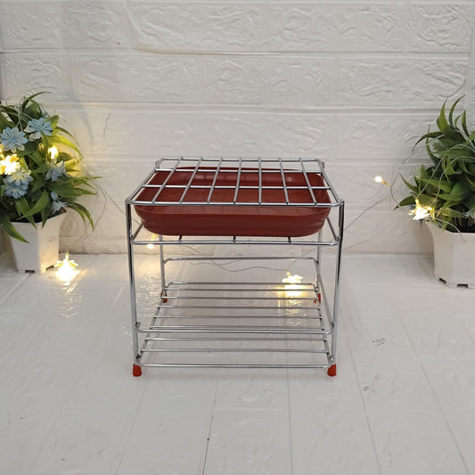 AM3366 Stainless Steel Square Matka stand with tray Durable pot Stand