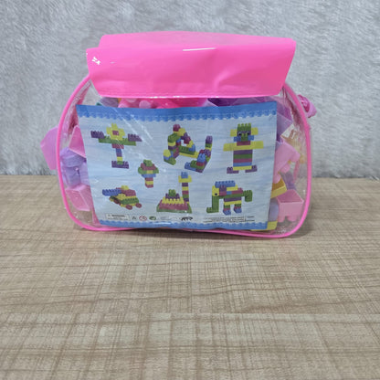 AM7064 Kids' Pastel Building Blocks Set in Pink Zippered Carry Bag