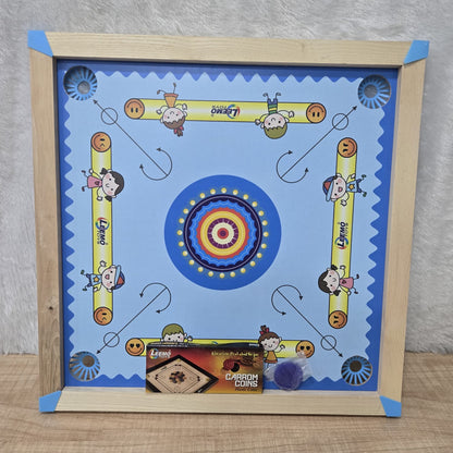AM7075 Toys 2-in-1 Reversible Wooden Carrom and Ludo Board Game Set - No.1