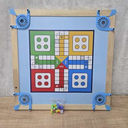 AM7075 Toys 2-in-1 Reversible Wooden Carrom and Ludo Board Game Set - No.1