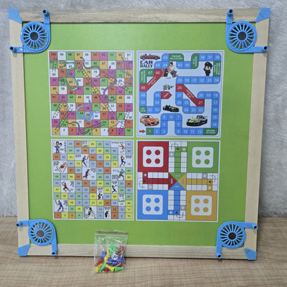 AM7076 Toy Industries 5-in-1 Reversible Wooden Board Game Set - No.2