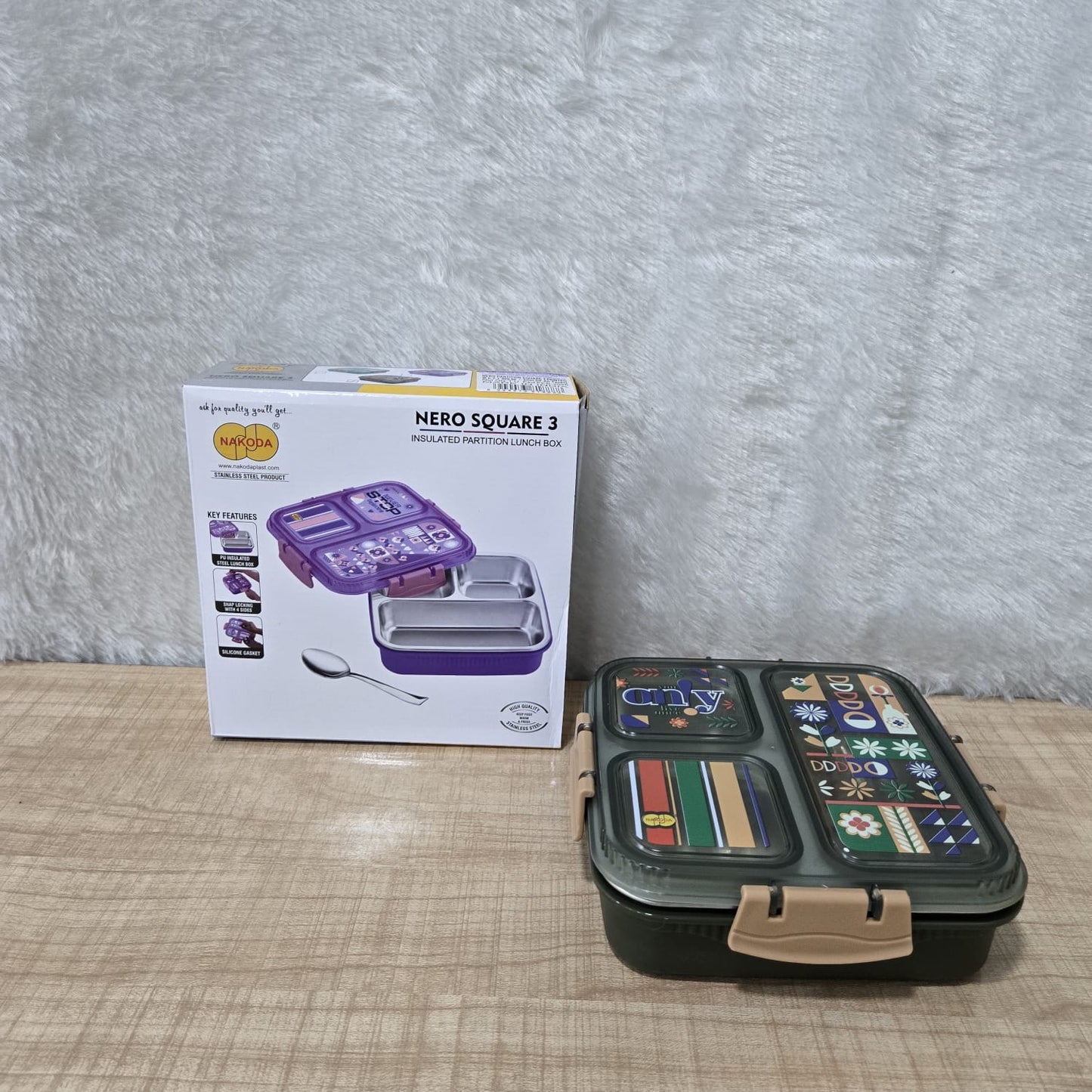 AM7101 Nakoda Nero Square 3 Insulated Lunch Box