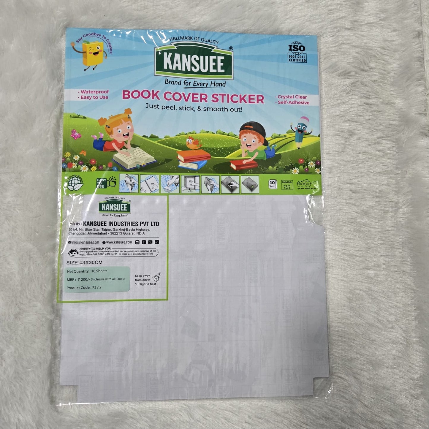 AM7195 Kansuee Crystal Clear Book Cover Stickers (10 Sheets) – 43x30cm