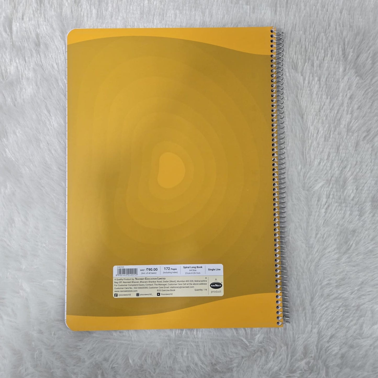 AM7199 Youva Navneet Spiral Long Book (A4 Size, Single Line, 172 Pages)