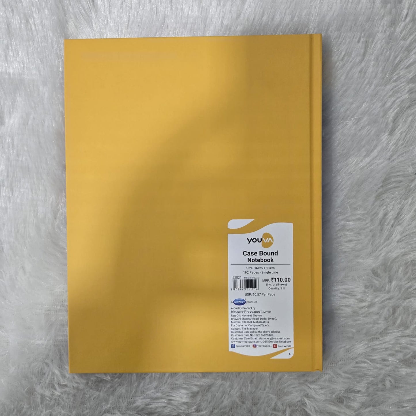 AM7202 Youva Case Bound 16x21cm Single Line diary (192 Pages)
