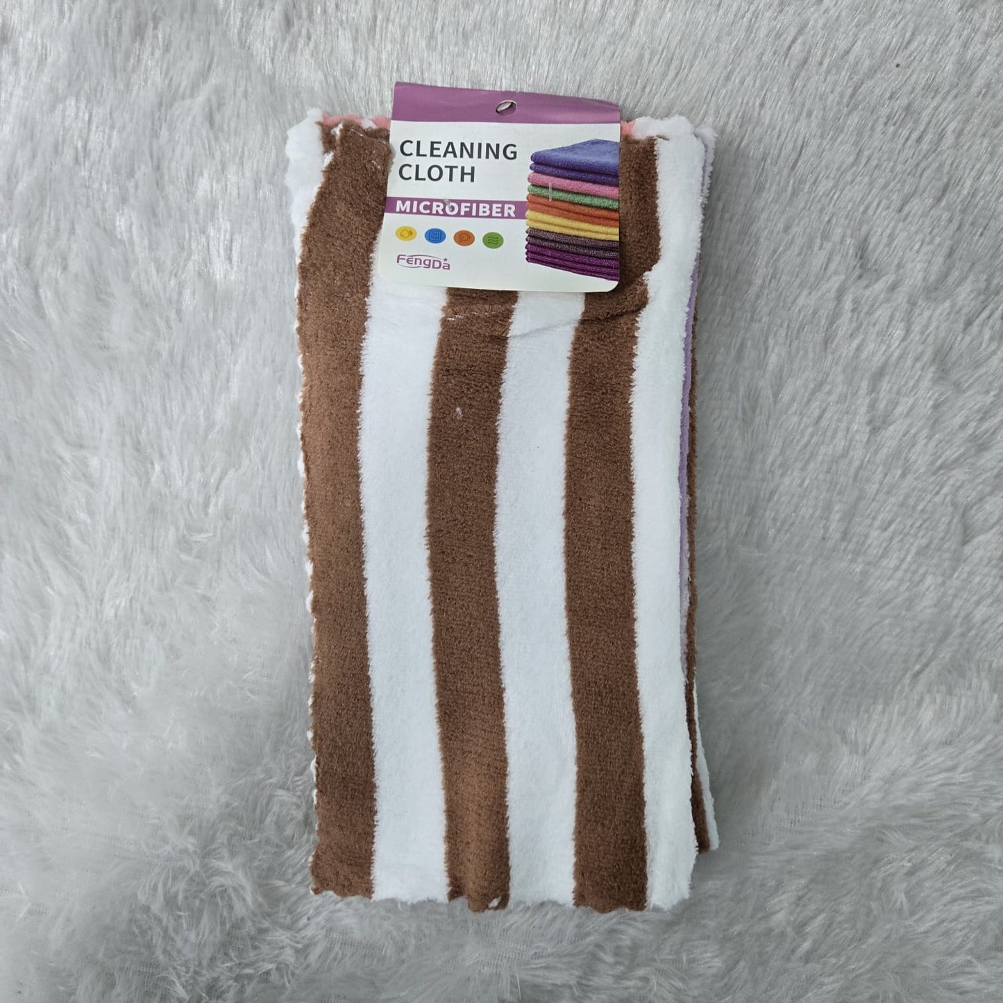 AM7220 FengDa Premium Striped Microfiber Cleaning Cloths - 5pc