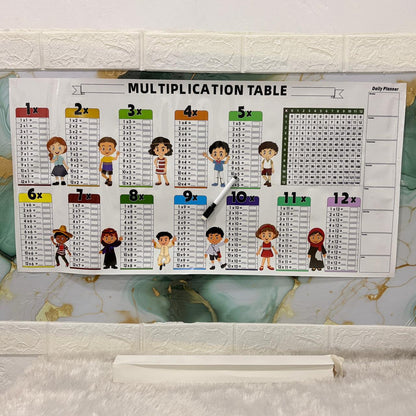 AM7221 Interactive Dry-Erase Multiplication Table & Daily Planner Wall Chart for Kids