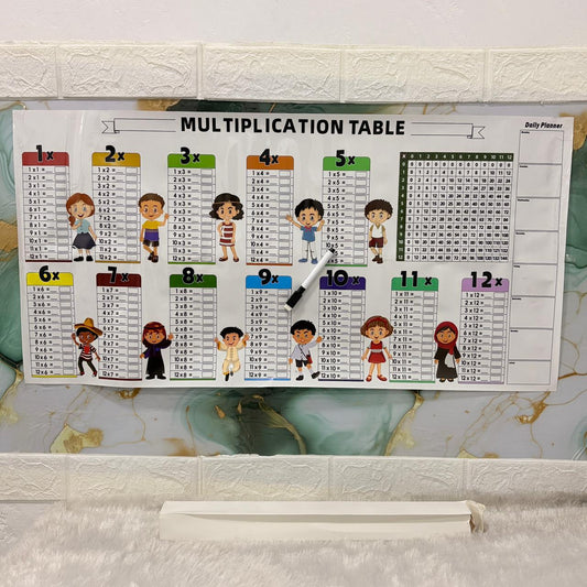 AM7221 Interactive Dry-Erase Multiplication Table & Daily Planner Wall Chart for Kids