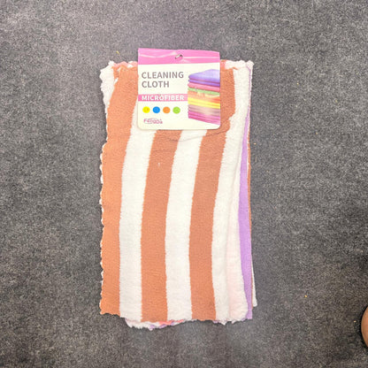 AM7220 FengDa Premium Striped Microfiber Cleaning Cloths - 5pc